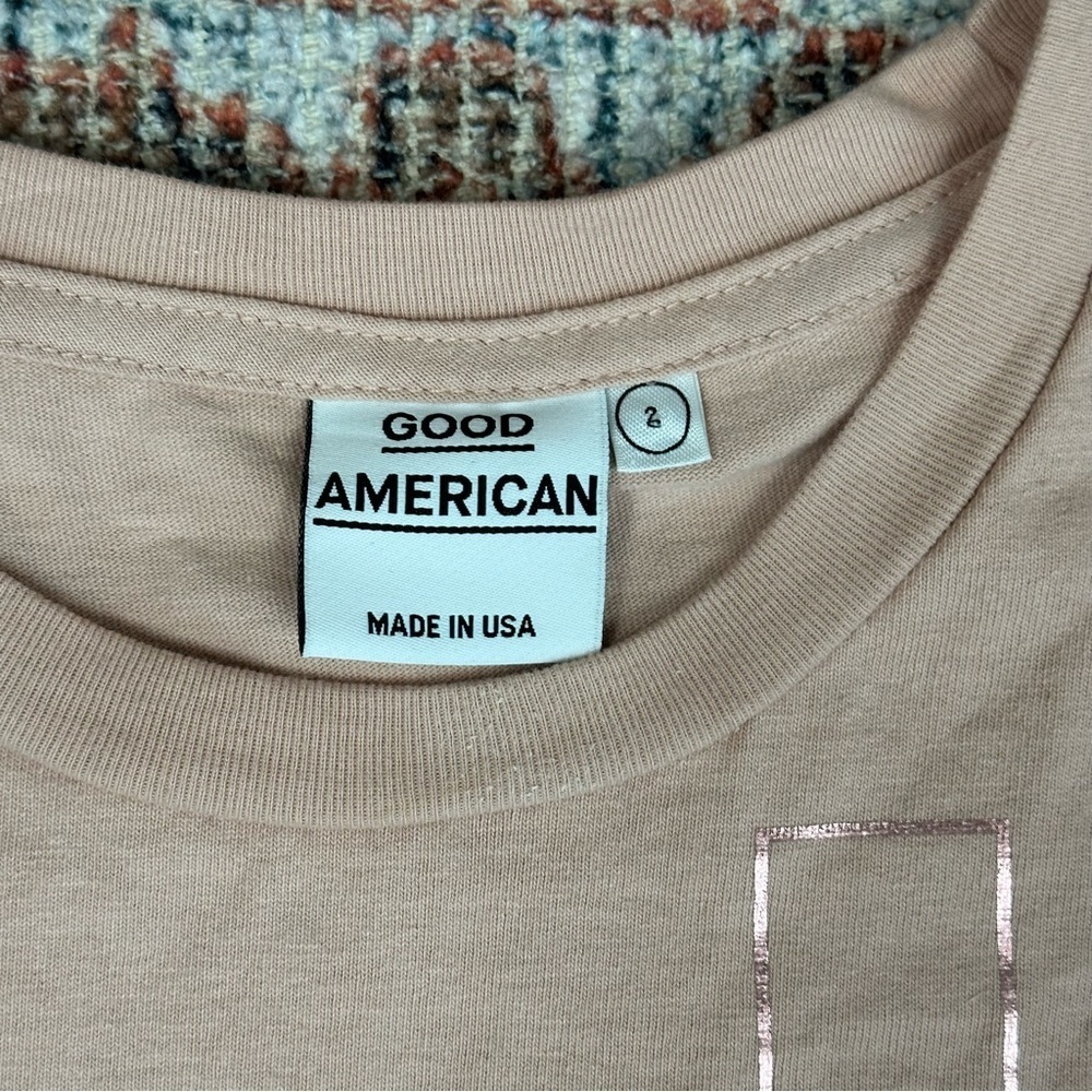 Good American Size 2 Pink T-shirt Rose Gold Medium Med NWT - Picture 2 of 9